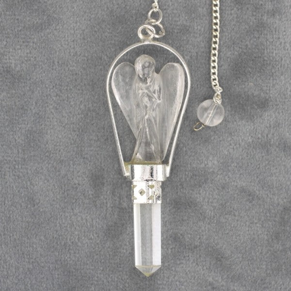 Clear Quartz Angel Pendulum with Point