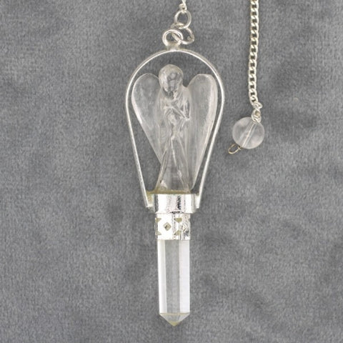 Clear Quartz Angel Pendulum with Point