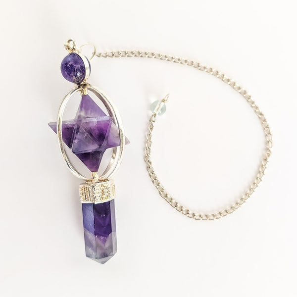 Amethyst Merkaba Spinning Pendulum