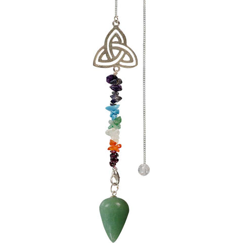 Pendulum Chakra Triquetra Green Aventurine