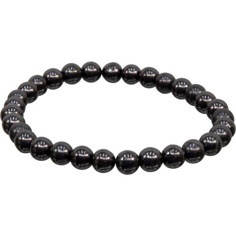 Elastic Bracelet 8mm Round Beads - Shungite