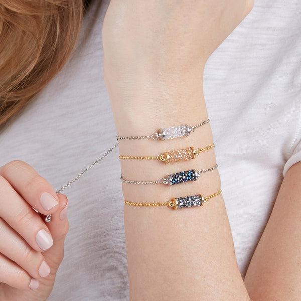 Luca + Danni Druzy Tube Slider Bracelet in Moonlight