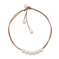 Wendy Mignot Pearls + Leather Jewlery 18 inch Pearl Versatile