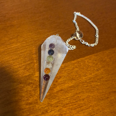 Crystal quartz chakra pendulum