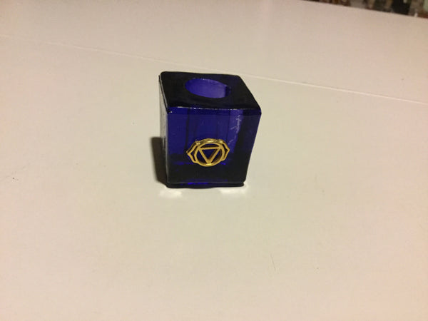 Mini Glass Candle Holder in Cobalt Blue with