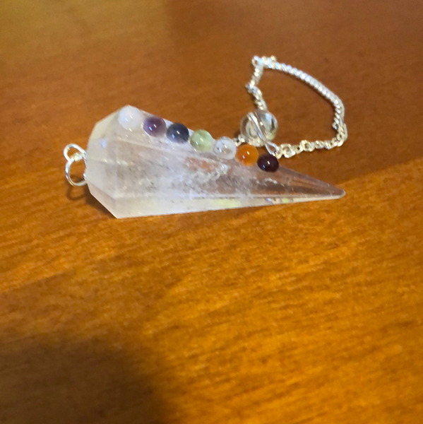 Crystal quartz chakra pendulum