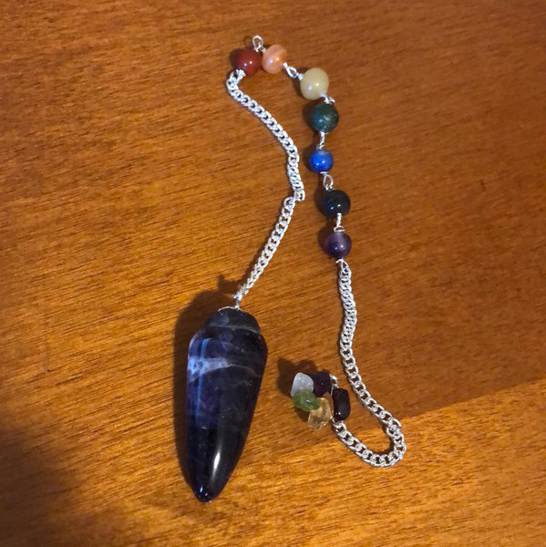 Amethyst Pendulum with Chakras
