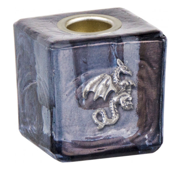 Mini Glass Candle Holder Dragon Black