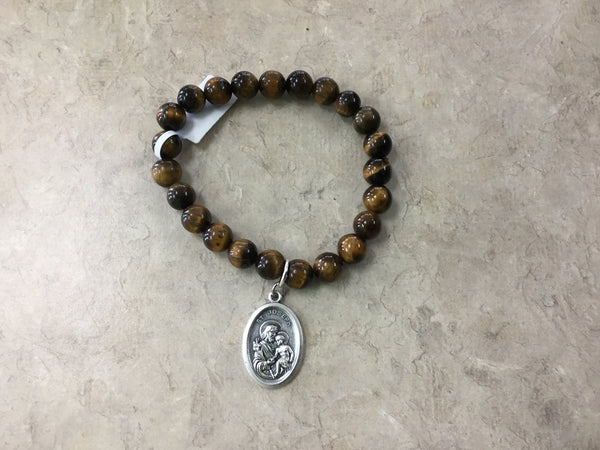 8mm Round Bracelet w/St. Joseph