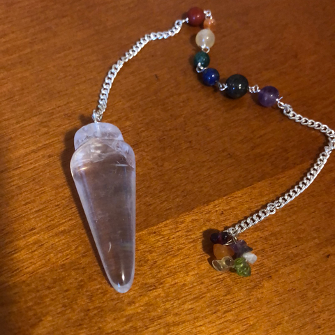 Clear Quartz Pendulum with Chakras
