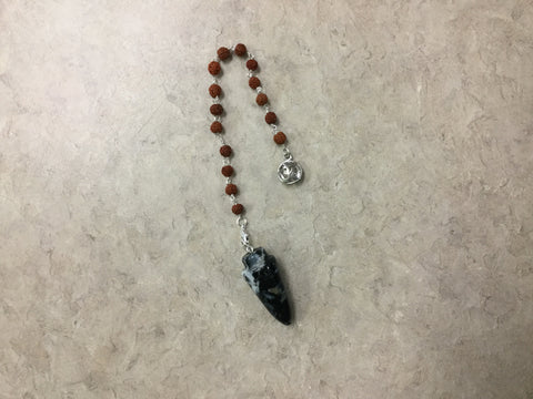 Pendulum Black Sardonyx w/ Rudraksha & OM